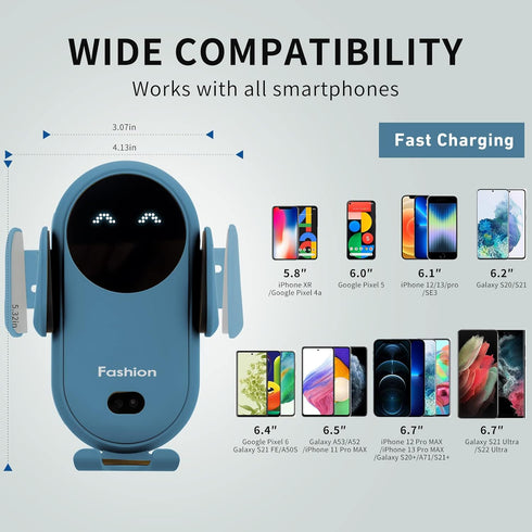 Wireless Car Charger Mount,MAX 15W Qi Fast Charger, Wireless Car Charger Air Vent, Automatic Clamping Phone Holder for iPhone 13/12/11//XS/XR/8, S...