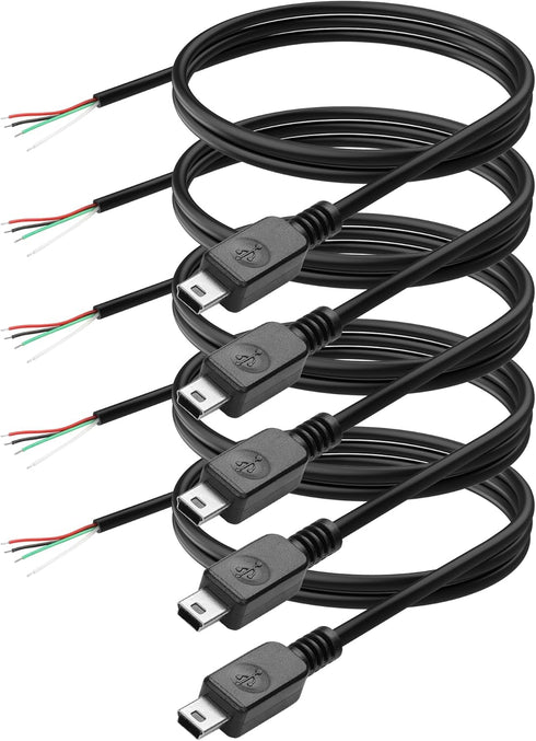 YAODHAOD Mini USB Male Pigtail Power Cable, Mini USB Male to 4 Pin Open End Pigtail Power Cable Easy Soldering,for USB Equipment Installed or Repl...