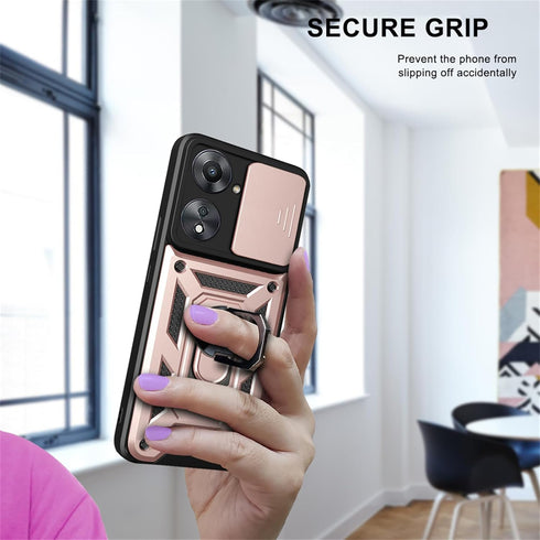 CSmall for Xiaomi Redmi 13C 4G Case (Not 5G) with Slide Camera Cover, Military Grade Drop Proof Phone Cover with Rotate Ring Kickstand Lens Protec...