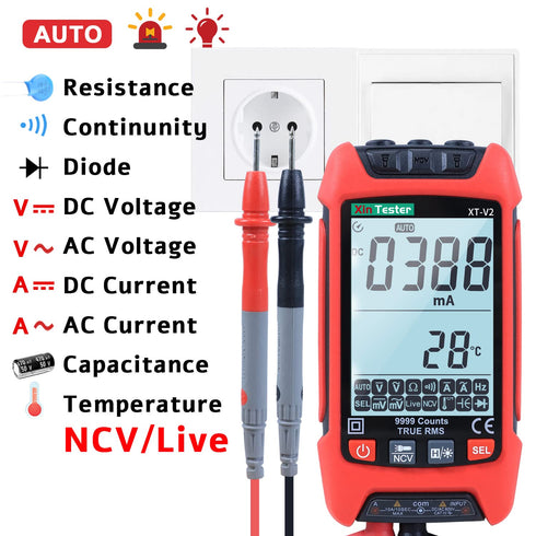 Digital Multimeter, 9999 Counts TRMS Auto-Ranging Voltmeter, Accurately Measures AC/DC Amp Ohm Voltage Meter Capacitance Frequency Diode with Back...