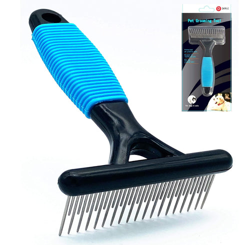 Undercoat Rake for Dogs, Designed for Breeds with Medium to Long Undercoats,Long & Short Stainless Steel Teeth, Safe Dematting Comb for Easy Mats ...