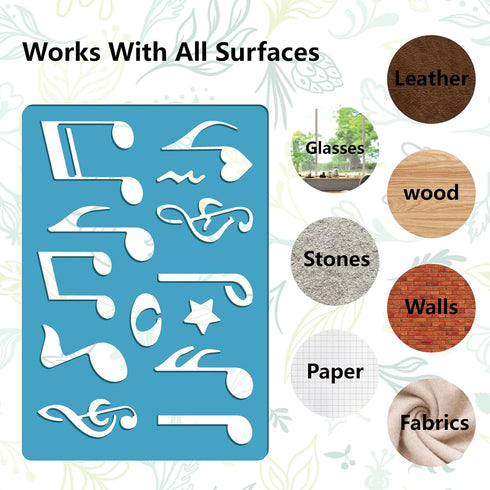 GORGECRAFT 2 Styles Musical Note Jewelry Shape Template Reusable Acrylic Cutting Stencil Heart Star Guitar Patterns Template for Leather Bracelets...