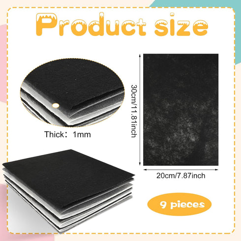 Felt Sheets for Crafts 9PCS 11.8 * 7.9in Wool Stiff Felt Sheets Soft Fabric Skin Felt DIY Patchwork Rug Arts and Crafts Fabric Pieces (Black+White...