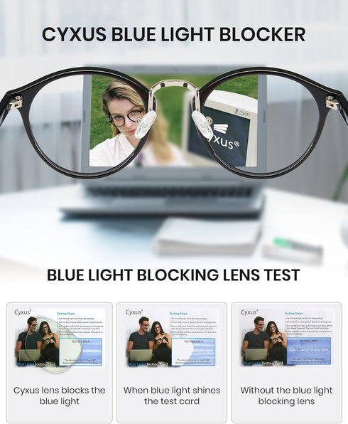 Cyxus Nerd Glasses Round Blue Light Glasses for Women Men Reduce Eye Strain UV Blocking for Computer Screen?8065T01 Black?...