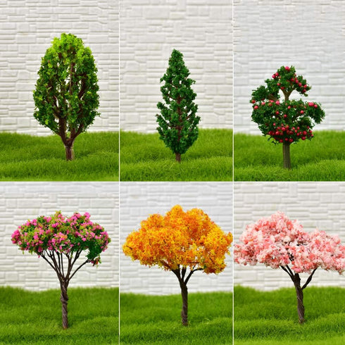 HUIANER Miniature Fairy Garden Tree Plant Ornament, Miniature Dollhouse Pots Decor Moss Micro Landscape DIY Craft Garden Ornament 12 Pcs...