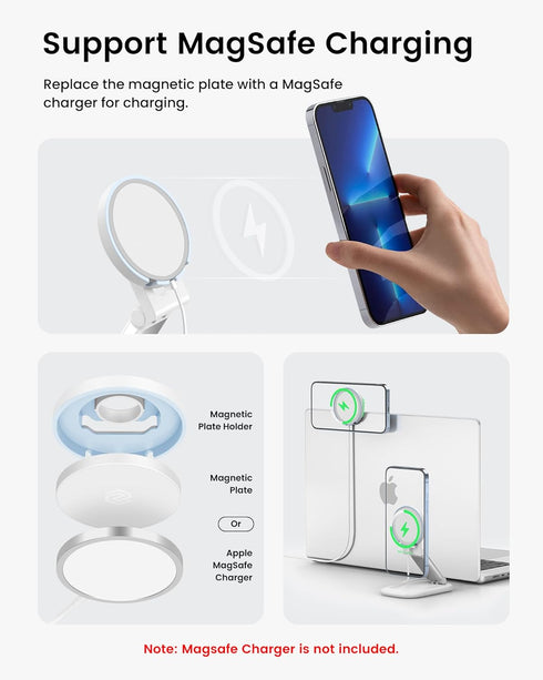 SODI Magnetic Phone Stand for Desk, Foldable Phone Stand Compatible with Mag-Safe iPhone Webcam Mount, Adjustable Phone Holder Portable Compatible...