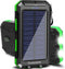 Solar Charger, 20000mAh Portable Outdoor Waterproof Solar Power Bank, Camping External Backup Battery Pack Dual 5V USB Ports Output, 2 Led Light F...