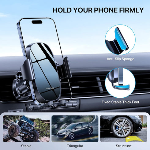Miracase Upgraded-2nd Generation Universal Phone Holders for Your Car, 3 in 1 Air Vent Car Phone Holder Mount Compatible with iPhone 16/15/14/13/1...