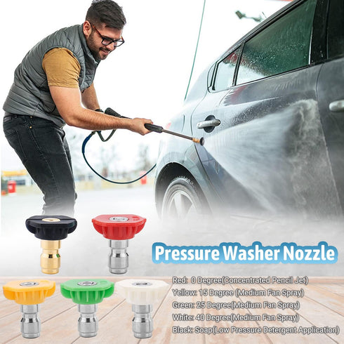 MroMax Pressure Washer Spray Nozzle Tips, 1/4" Stainless Steel, 1set (Multiple Degrees, 0°/15°/25°/40°/Soap)...
