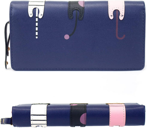 Mini Faux Leather Bifold Cute 3 Cat Zipper Clutch Wallet Handbag for Women Girls...