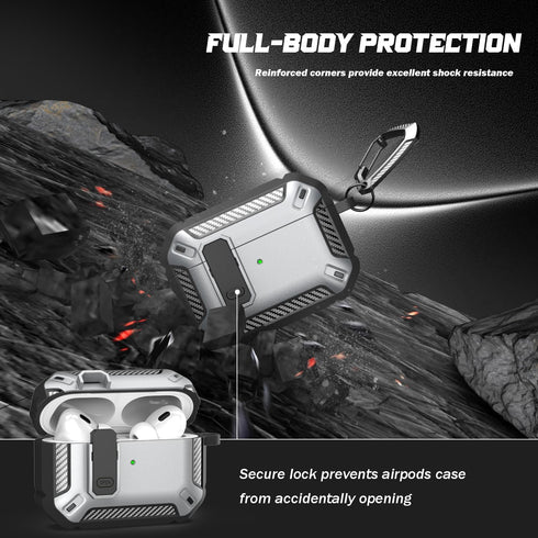AirPods Pro 2nd Gen Case with Cleaning Kit, Military Hard Case Protective Armor with Lock, for AirPod Gen 2 Charging Case (2023/2022/2019, 2nd Gen...