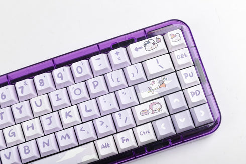 PBT Material Gradient Purple keycaps Cute Carton Magic Bunny Cherry Profile keycaps Set Purple Mechanical Keyboard keycaps Compatible with Cherry ...