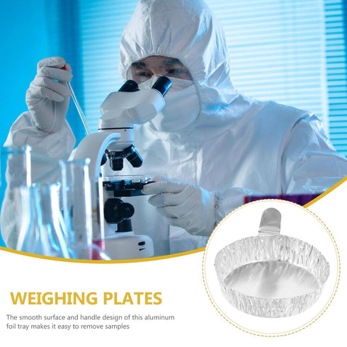 100Pcs Weigh Boats Lab Tray - 42ml Aluminum Round Dishes Weigh Container for Scale Mixing Liquid and Powder...