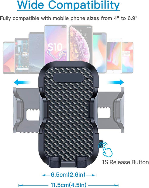 wipalor Universal Car Phone Holder Mount for Dashboard Windshield, Upgraded Air Vent Cell Phone Holder for Car, Long Arm Strong Suction Car Phone ...