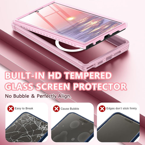Hekodonk for Galaxy S24 Ultra Case,Compatible with MagSafe,Built-in Screen Protector & 2X Camera Lens Protector,Full Body Shockproof Protective Ph...