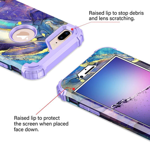 Rancase for iPhone 8 Plus/iPhone 7 Plus Case,Three Layer Heavy Duty Shockproof Protection Hard Plastic Bumper +Soft Silicone Rubber Protective Cas...