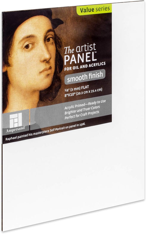 Ampersand Art Supply Wood Gesso Artist Painting Panel: Primed Smooth, 8" x 10", 1/8" Flat Profile...