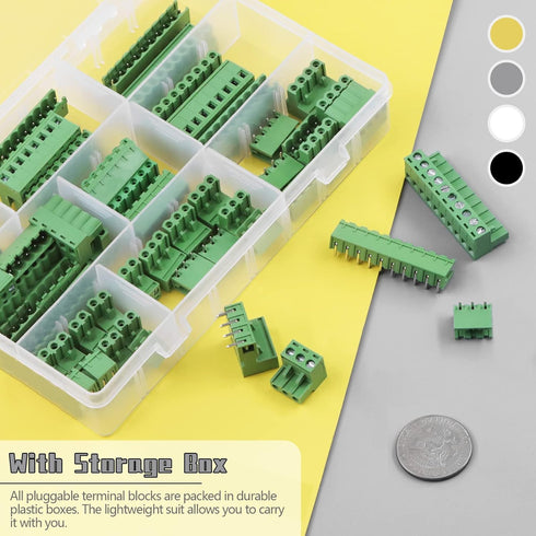 32Pcs 9 Type Pluggable Terminal Blocks Connector Socket, 5mm/0.2inch Pitch PCB Mount Screw Male Female Connectors(2/3/4/5/6/7/8/9 Pins)...