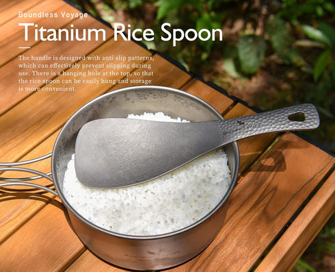 iBasingo Titanium Rice Serving Spoon Outdoor Camping Household Rice Shovel Portable Cooking Kit Ultra-light Scoop Rice Spoon Thickened Tableware T...