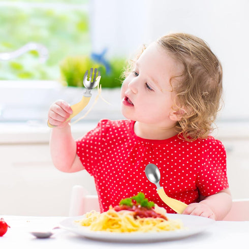 3 Pieces Toddler Utensils, Kids Training Chopsticks and Bendable Stainless Steel Toddler Fork and Spoon for Child and Toddler Safe Flatware Set...