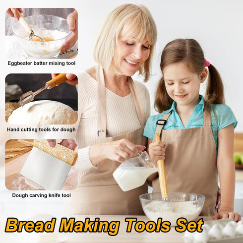 Bread Whisk Set,Bread Making Tools for Kitchen Cooking,Sourdough Scoring Tool,Dough Whisk,Basting Pastry Brush,Dough Scraper,Sourdough Bread Bakin...