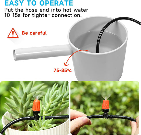 Micro Drip Irrigation Kit, Yulaiyoen Garden Irrigation System Plant Automatic Watering Kit with 32.8ft 1/4inch Blank Distribution Tubing Hose Adju...