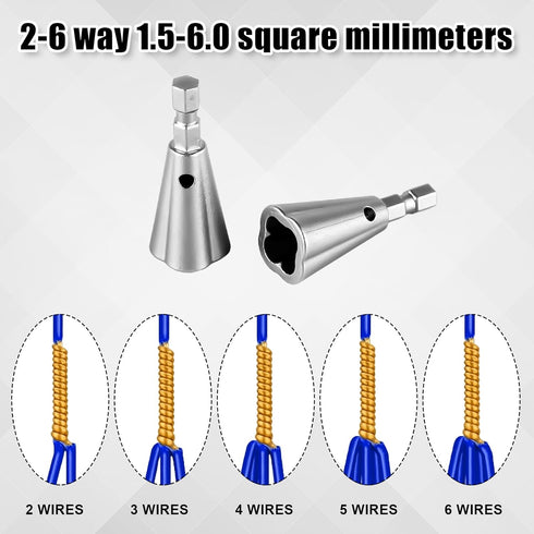 2pcs Wire Twisting Tool, Wire Stripping Tool 6mm Hex Shank Cable Wire Stripper and Twister Wire Connector Socket for Power Drill Cable Quick Strip...
