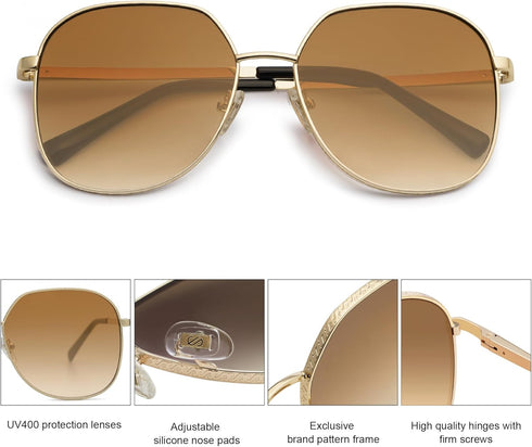 SOJOS Trendy Oversized Hexagonal Sunglasses for Women Men Stylish UV400 Sunnies with Spring Hinges SJ1210...