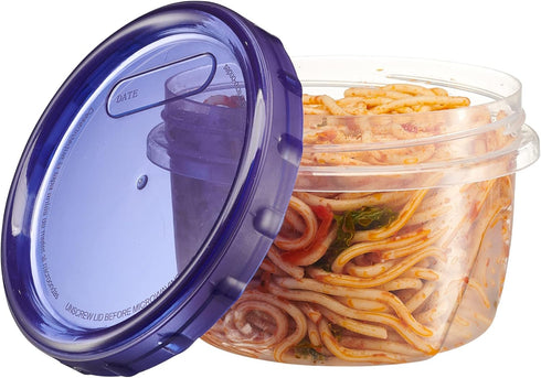 PLASTICPRO 6 Pack Twist Cap Food Storage Containers with Blue Screw on Lid- 16 oz Reusable Meal Prep Containers - Freezer and Microwave Safe Blue ...