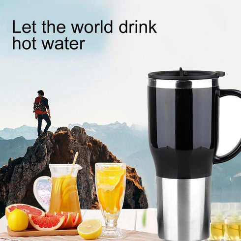 Hot Water Heater Mug for Car - Car Electric Kettle Heated Stainless steel Portable Cigarette Lighter Heating Cup Coffee Cup with Charger for Outdo...