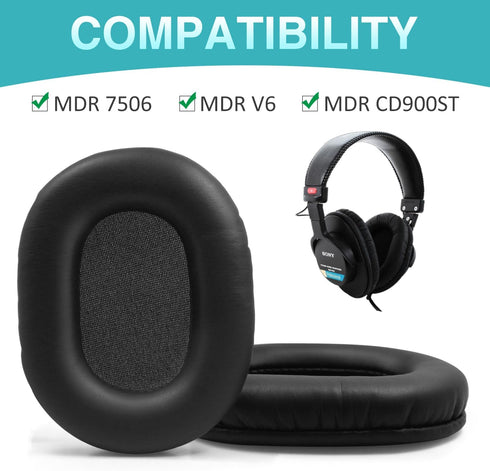 Sony MDR-7506 Replacement Ear Pads, Headphones Replacement Pads Also Fits MDR-V6 MDR-CD900ST, Earpads Cushions with Soft Leather, Memory Foam...