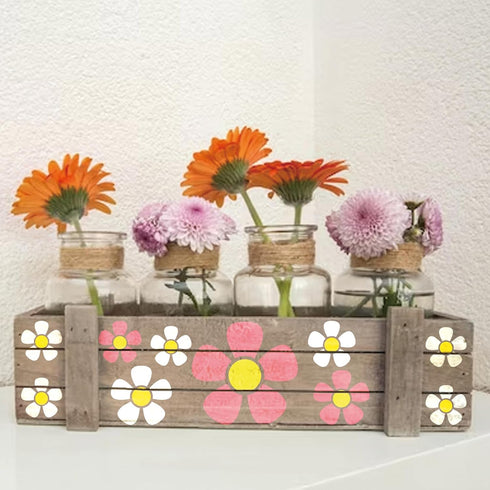 Flower Stencils for Painting on Wood, 11.8 inch Floral Daisy Stencils for Crafts Reusable Wood Burning Drawing Art Spring Paint Stencils for Wall ...
