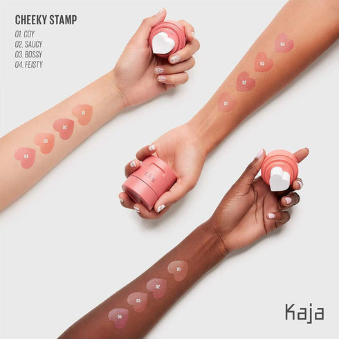 Kaja Blush - Cheeky Stamp | Gift, 7 Shades, Buildable & Blendable Shade with Heart-shaped Applicator, Coral Finish, 03 Bossy, Sweet Valentine's Da...
