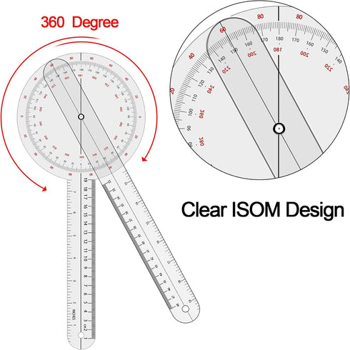 Goniometer Set 2-3 Pieces 12", 8", 6"/ 360 Degree...