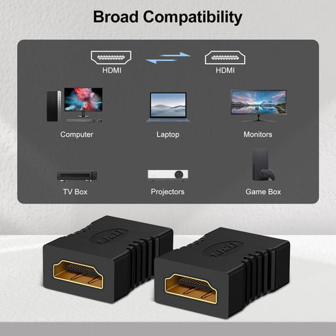 J&D 8K HDMI Coupler, 8K@60Hz/4K@120Hz HDMI 2.1 Female to Female Connector HDMI Extender, Support 3D, HDR, HDCP, ARC,Compatible with DVD, Blu-ray, ...