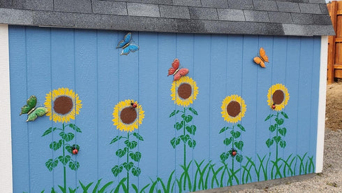 Metal Ladybugs Garden Wall Art Decor Cute Ladybugs Wall Sculptures & Statues Outdoor Decoration Yard Lawn Porch Fence Ornaments, Set of 4...