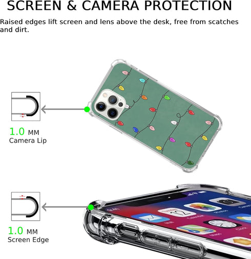 Christmas Lights Case Compatible with iPhone 13 Pro, Cute Green Christmas Holiday Case for iPhone 13 Pro, Cute TPU Bumper Protective Phone Case Co...