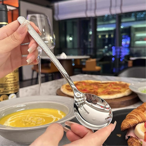 Soup Spoons, Premium 18/10 Stainless Steel Large Round Spoons with Long Handles, 8.2" Long Tablespoon, Dishwasher Safe, 2 pack...