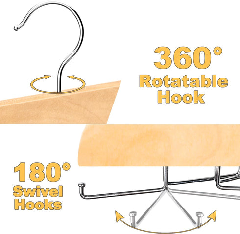 Tank Top Hanger with Premium Wood, 20 Large Capacity, Space Saving,360 Degree Rotating, Foldable Metal Hooks, Tank Tops...