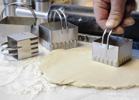 RSVP International Endurance Biscuit Cutters, Rippled Square Set of 4, Stainless...
