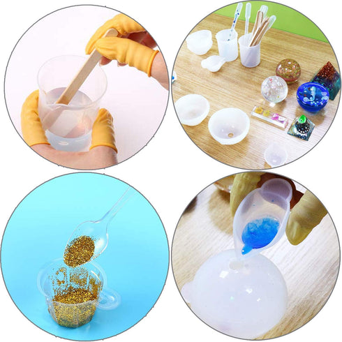 Woohome 66 PCS Epoxy Resin Tools Kit, Silicone Mold Tool Included Measuring Cup, Silicone Mixing Cups, Tweezers with Mixing Sticks, Dropping Pipet...