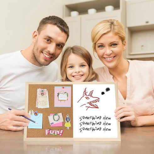 Dry Erase Cork Board Combo, 14.5 x 11 Inches Vision Board Cork and White Board Combo for Office,Wall Mounted Memo Board for Office Home and School...