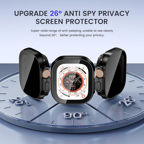 Goton 2 in 1 Privacy Waterproof Case for Apple Watch Ultra & Ultra 2 Screen Protector 49mm, Front Anti Spy Tempered Glass Face Cover + Back Bumper...