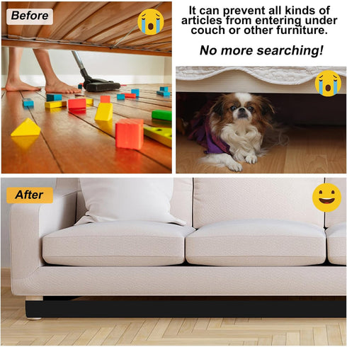 32.8 Feet Under Bed Blocker for Pets Adjustable Gap Bumper Toy Blocker for Under Couch with Adhesive Mounting Strap for Stopping Toys Going Under ...
