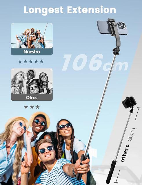 Selfie Stick Tripod with Light and Detachable Phone Holder, 41.7" Extendable Phone Tripod with Remote, 360° Rotatable Tripod Stand for iPhone, Sam...