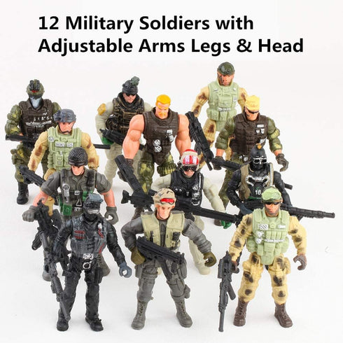 Liberty Imports 12 Pack: US Military Toy Soldiers Playset Army Men Action Figures with Realistic Weapons Gear Combat Accessories for Kids Pretend ...