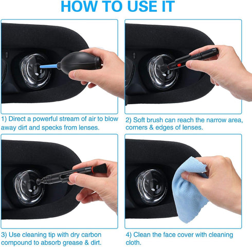 COSOOS 2 Grips Cleaning Brush Compatible with Vision Pro, Quest 3, 2, Quest, Rift S, HTC Vive, PS4 VR Headset, Cameras, Optical Lens, Phone, Elect...