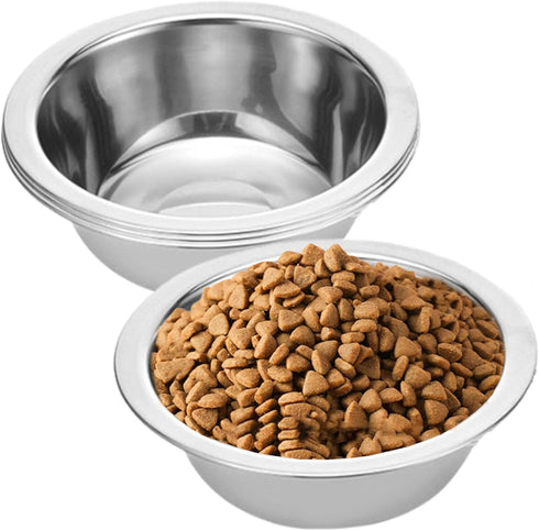 4 Pack Stainless Steel Dog Bowls, 8 Inch Basic Metal Dog Bowls Food and Water Dish for Small Large Dogs, Puppy...