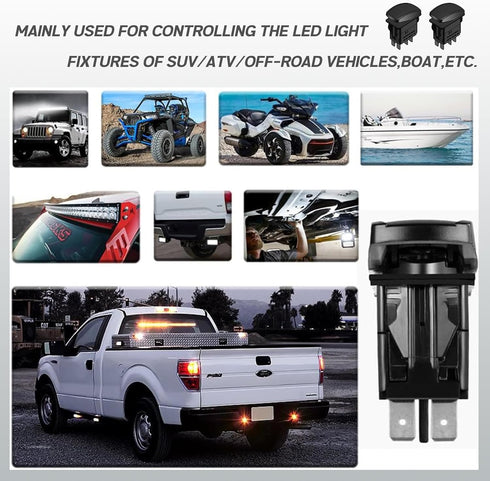 Xislet 2Pcs UTV Rocker Switch 12V 20A 3-Pin Blue LED Marine Rocker Switch for Polaris RZR Ranger 570-1000 XP SXS Maverick X3 Pioneer ATV Golf Cart...
