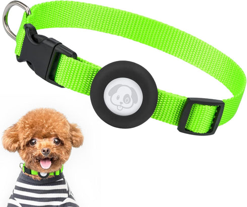 Compatible with Airtag Dog Collar, Adjustable Air Tag Dog Collar with Durable Quick Snap Buckle, Imitation Nylon Dog Collar with Waterproof Apple ...